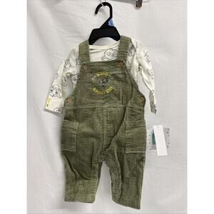 Disney Baby Simba 2 Piece Long Shirt And Corduroy Overall Set Size 3-6 M New